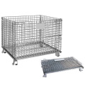 Custom size iron galvanized folding stacked wire mesh pallet container cage storage pallet basket box container